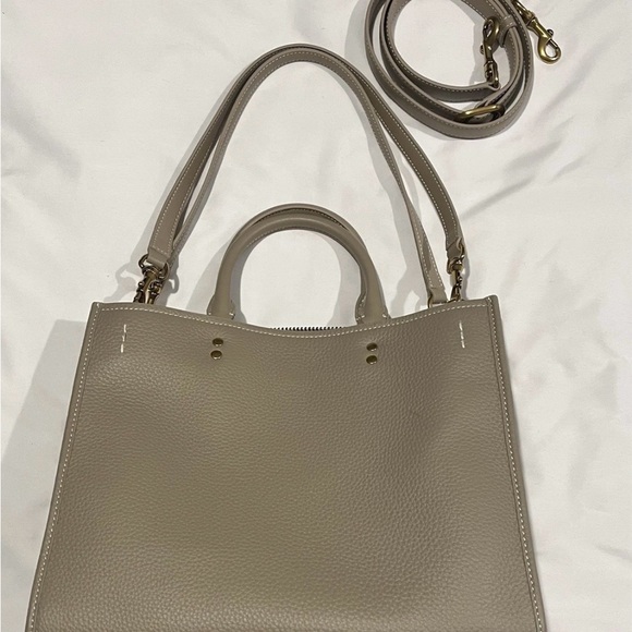 Quince Italian Leather Medium Convertible Satchel Bag, Taupe, 10”x12.25”x6” - Picture 1 of 7